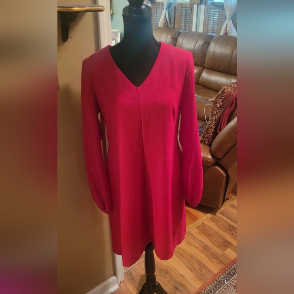 Taylor Balloon Sleeve Red Sheath Dress - Picture 2 of 9